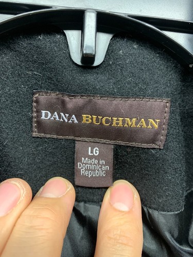 Dana Buchman Damenmantel schwarz Wolle mit Gürtel Übergröße Large asymmetrischer Reißverschluss - Bild 6 von 11