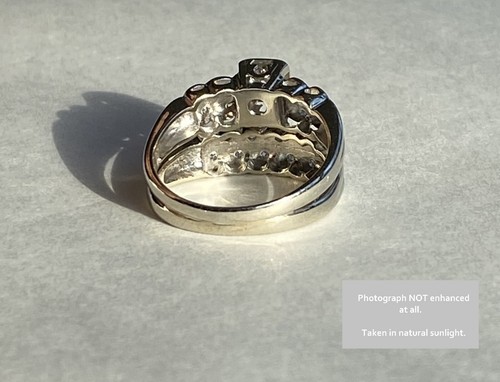Size 7 Intricate 14k White WEDDING RING BRIDAL SET .30ct Natural Diamonds 5.3g - Picture 10 of 19