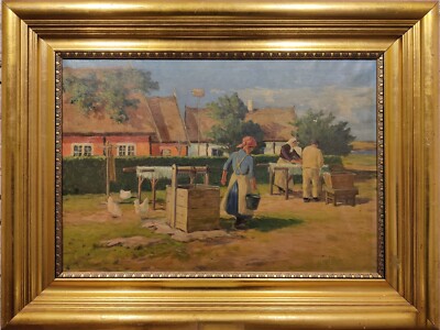 Axel Hansen (1896-1936): FISHERMAN's FAMILY, original oil painting
