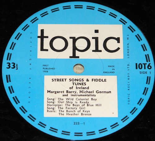 MARGARET BARRY MICHAEL GORMAN ~ STREET SONGS FIDDLE TUNES ~ UK TOPIC FOLK 10" LP - Picture 5 of 7