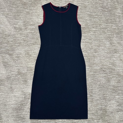 Brooks Brothers Dress Womens M Navy Blue Red Wool Sleeveless Sweater Capsule