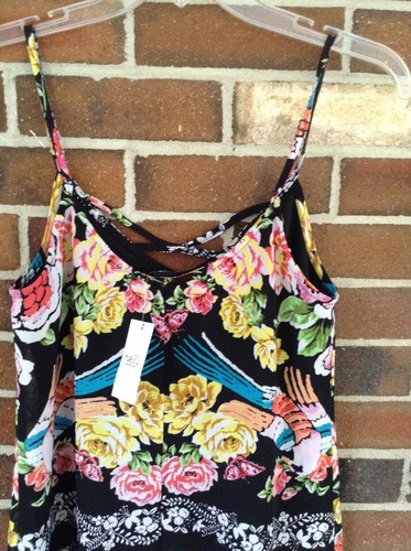 rue21 Black Multi Sheath Dress Lined Floral NWT Spaghetti Strap Ladies Small - Picture 2 of 4