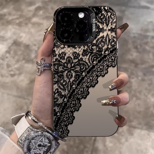 Black Lace Case For iPhone 16 15 14 Pro 13 12 Mini XS 8 7 6S Shockproof Cover - Picture 7 of 10