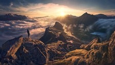 Landscape mountains clouds men sky sun 500px Custom Gaming Mat Desk