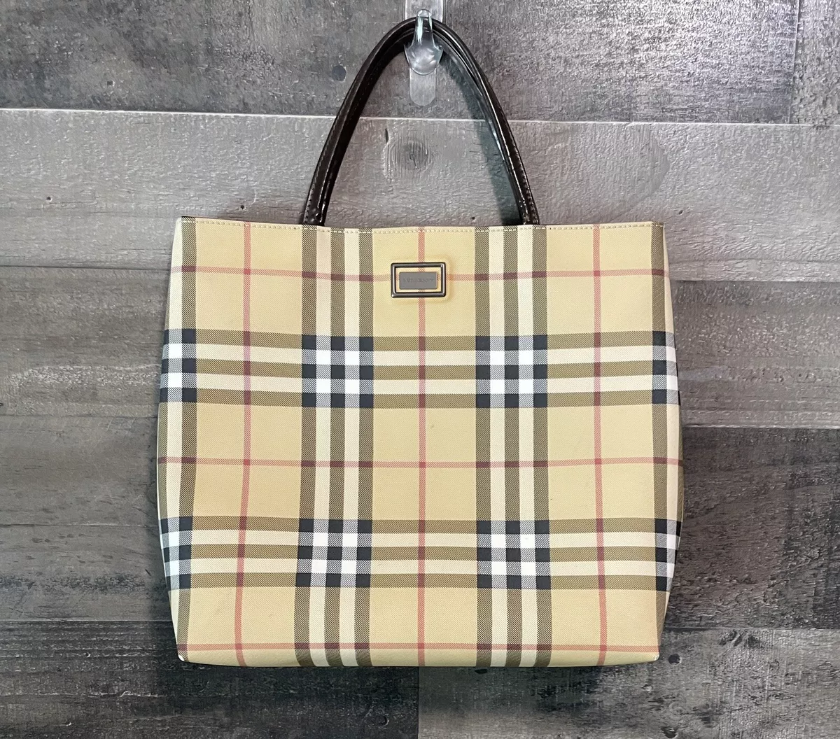 BURBERRY Reversible Haymarket Coated Canvas Tote Bag Beige