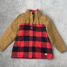 Kavu Highlands Jacket Womens Xl Black Red Buffalo Plaid Canvas Quilted Coat
