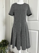 Anthropologie Hutch Black &White Geometric Textured Short Sleeve Mini Dress Sz L