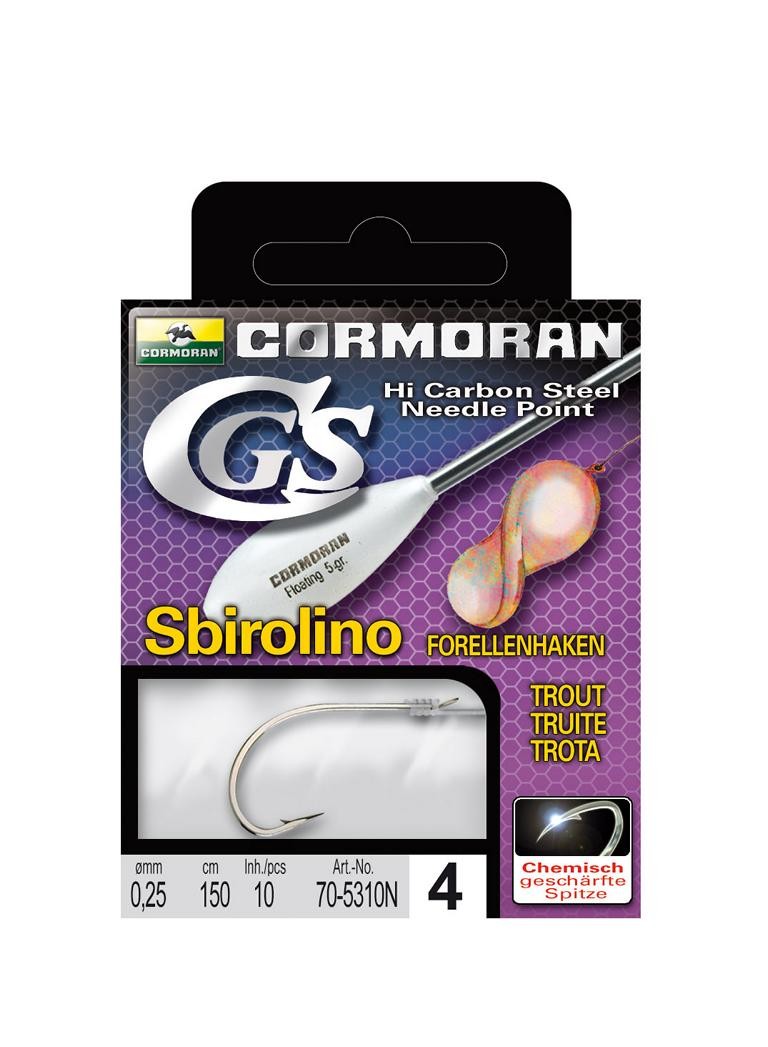 Cormoran CGS Sbirolinohaken, гр. 10, Гебундене Форфаххакен, 2,50м, 10 штук