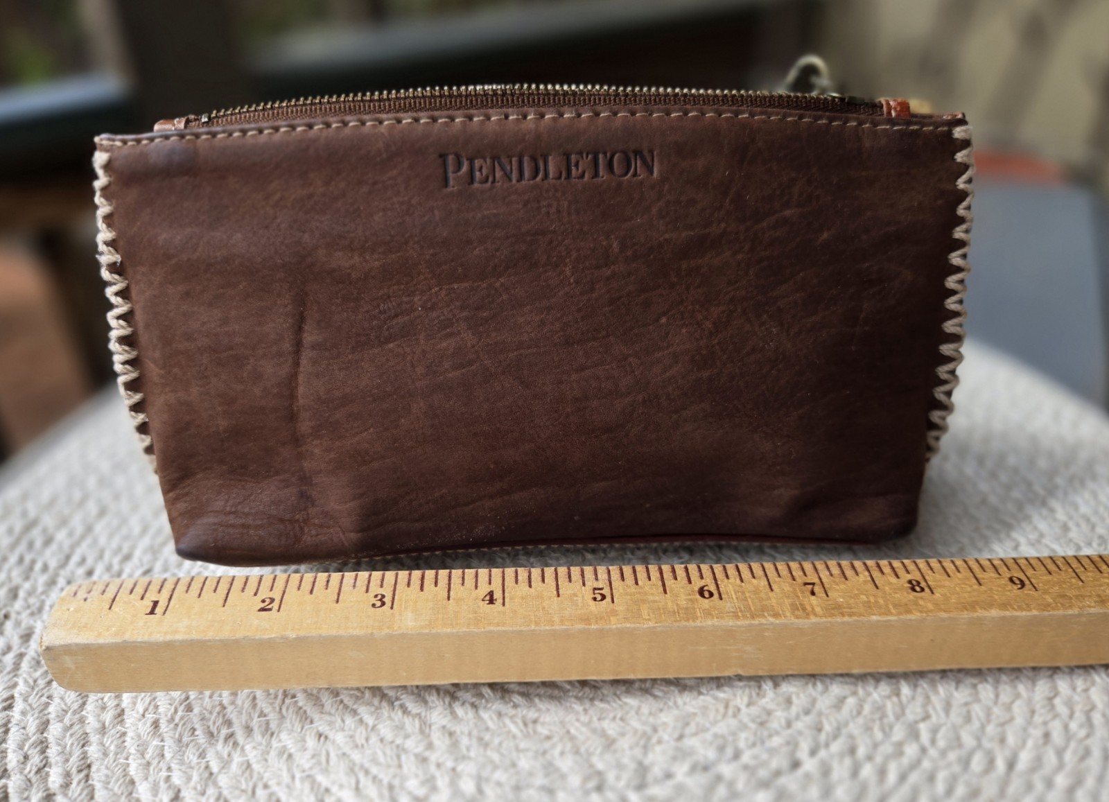 Pendleton Brown Distressed Leather Wristlet Clutc… - image 10