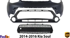 Bumper Cover Kit For 2014-2016 Kia Soul 3 Pcs Fascia Upper and Lower with Grille