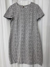 Calvin KLEIN ​Black & White Geometric Print Shift Dress - Size 10 Short Sleeve