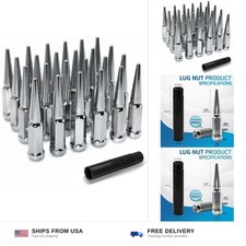 M14X1.5 Chrome Silver Wheel Spike Lug Nuts, 24 PCS Lug Nut Wheel Accessories ...