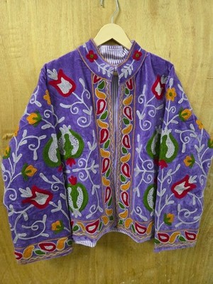 Bohemian Purple Floral Embroidered Jacket Ethnic Velvet Festival Wear Coat~Gift