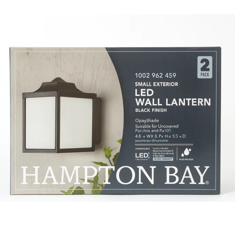 Linterna de pared exterior Hampton Bay luces exteriores LED integradas, paquete de 2 Foto 3 de 3