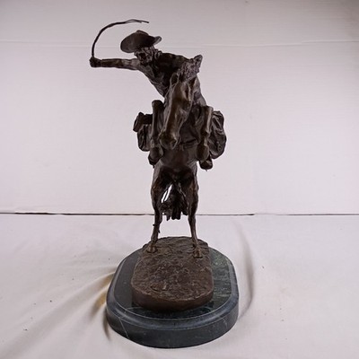 100% Pure Genuine Bronze Frederic Remington Bronco Buster