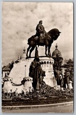 Cluj Romania RPPC Matei Corvin Statue Real Photo Postcard c.1950s Romania