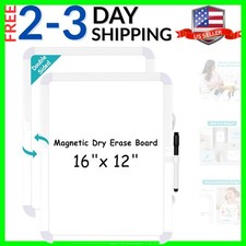 Small Dry Erase Whiteboard, 16" x 12" Magnetic White Board for Wall, Fridge, ...