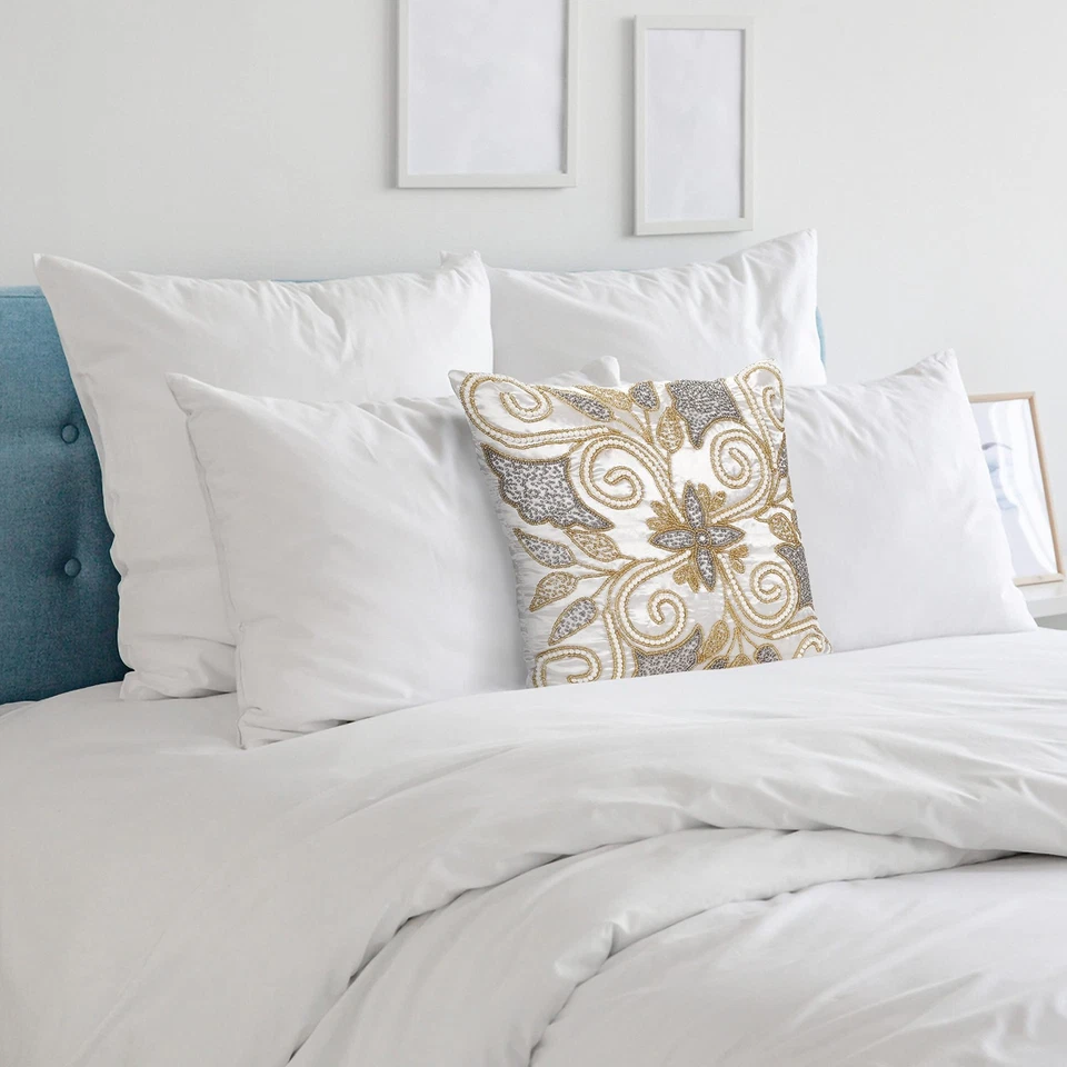 Funda de almohada decorativa con cuentas a mano hecha a mano por artesanos expertos, Foto 4 de 4