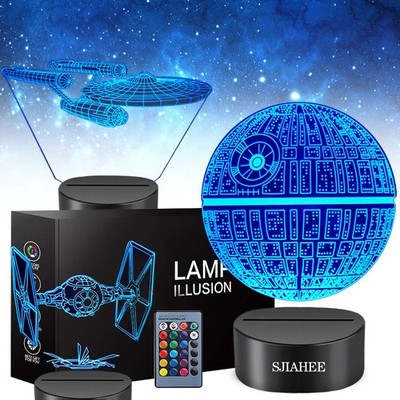 3D Star Wars Lamp -3 Patterns Night Light with 7 x 6 x 0.2 inches, Black 
