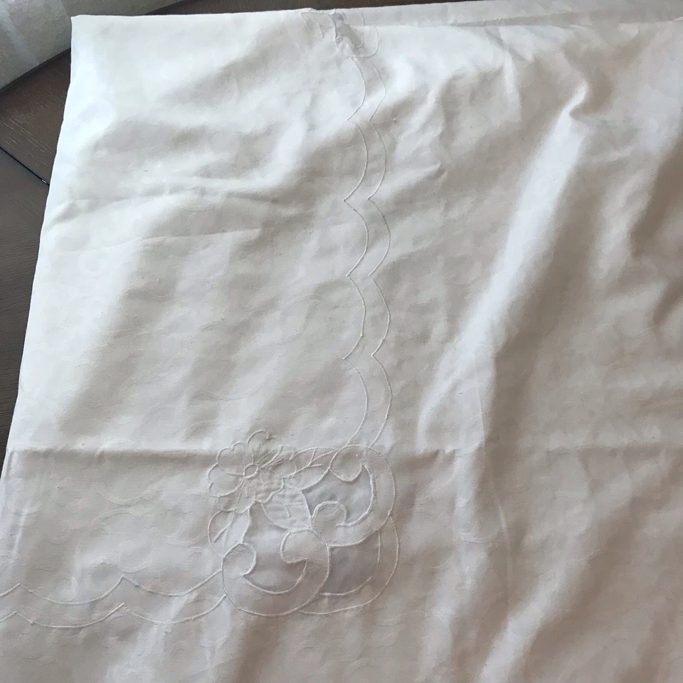 JC Penny Home Tablecloth, Battenburg Lace Design, Off White 59” W, 84” L. EUC - Image 3 of 4