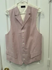 Paul Fredrick Men's pink stripes Vest 5 Button Small
