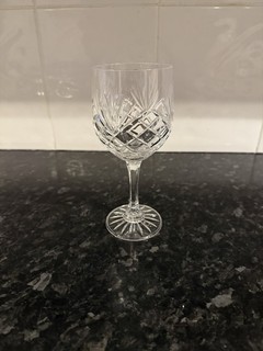 Set Of 7 Crystal Style Vintage Wine Glasses Patterned
