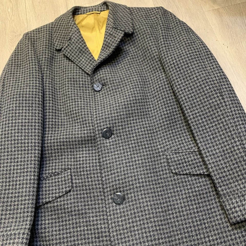 VTG Woronaco Wool Coat Cut Marble Buttons 46L Trench Heavy! - Image 2 of 4