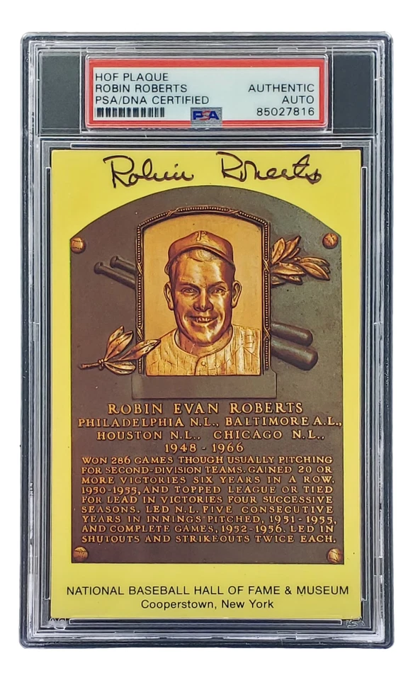Robin Roberts Signed 4x6 Philadelhia Phillies HOF Plaque Card PSA/DNA 85027816 - Image 4 of 4
