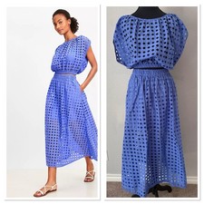 LOFT Beach Circle Eyelet Maxi Pocket Skirt & Shirt Set Coverup Vacation Resort