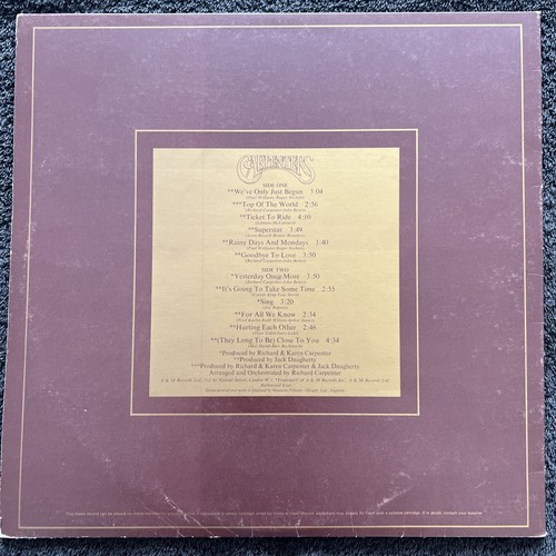 Carpenters The Singles 1969-1973 Greatest Hits LP GATEFOLD 1973 TESTED EX VIDEO - Picture 9 of 13