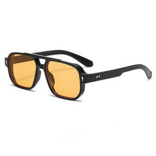 New Retro Double Bridge Square Sunglasses for Women Men Fashion Luxury Design Ri