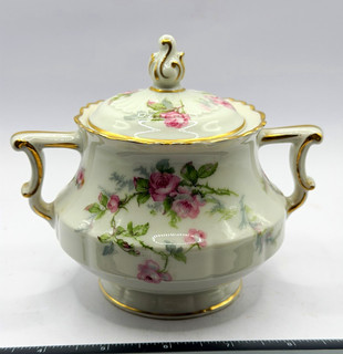Haviland Sylvia Limoges France Porcelain Sugar Bowl w/ Lid Handles Floral