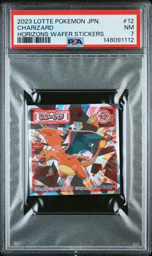2023 LOTTE POKEMON JAPANESE HORIZONS WAFER STICKERS #12 CHARIZARD PSA 7
