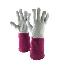 Ladies Long Sleeve Gardening Gloves - Thorn Proof Leather Gauntlet Garden Gloves