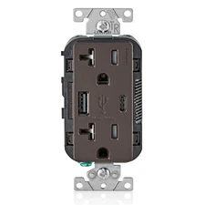 Leviton Type A & Type-C USB Charger/Tamper Resistant Outlet 20 Amp T5833-B
