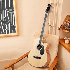 Glarry 44.5 in Acoustic Folk Bass Guitar 4 String With Carry Bag Burlywood