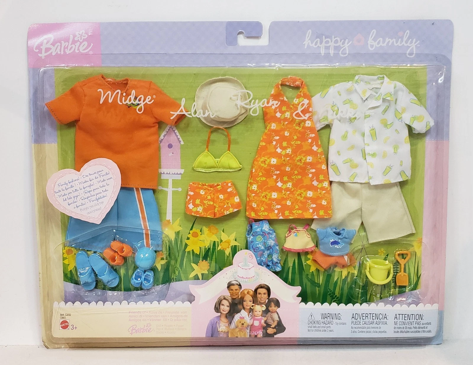 BLUE & ORANGE SUMMER HAPPY FAMILY BARBIE DOLL FASHION SET 2003 MATTEL C3883 NRFB
Opens in a new wind