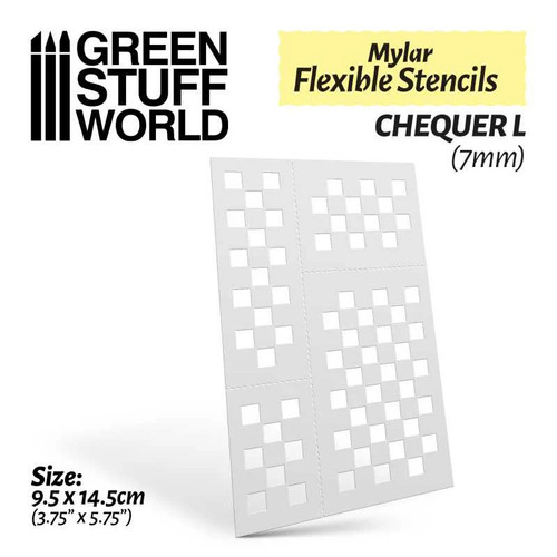 Green Stuff World - Plantillas flexibles Mylar CHEQUER grandes (7 mm) - Imagen 2 de 3