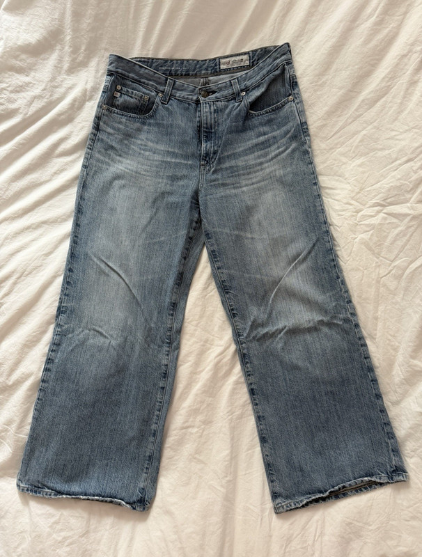 AG Adriano Goldschmied Women’s Saige Wide-Leg Crop Jeans Blue Light Wash