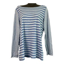 Vineyard Vines Womens Size S Party Stripe Slub T-Shirt Long Sleeve Blue & White