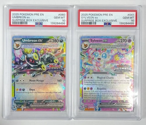 SEQUENTIAL Umbreon ex & Sylveon ex - Prismatic Evolutions Stamp Promos - PSA 10