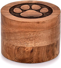 Decorative Urn Acacia Wooden Pet Memorial Box Pet Loss Sympathy Gift,Dog Memoria