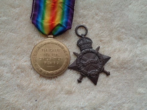 WW1 1914-1918 British Military Medal and Star Medal on Ribbons.