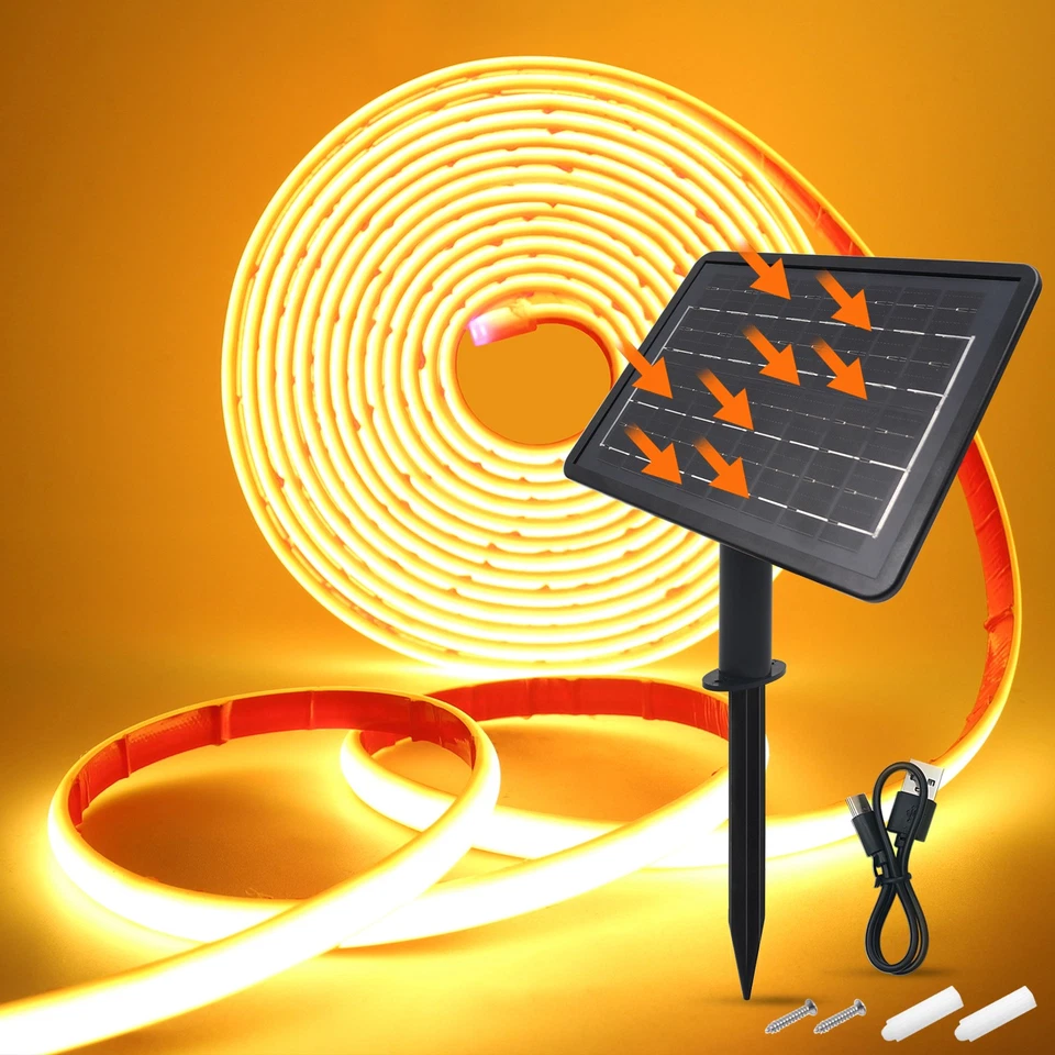24V Solar LED Neon COB Streifen 8 Modi Lichtschlauch Lichterkette Außen IP68 - Bild 2 von 4