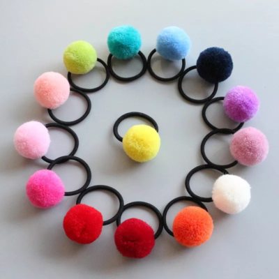 30Pcs (15Pairs) Girl Kids Pom Balls Elastic Hair Ties Hairband Ponytail Hair Ban