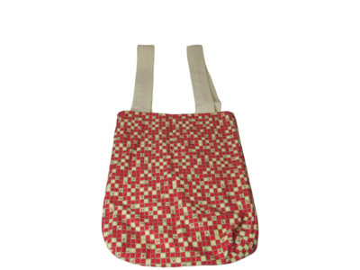 Gift Bag Home Sewn Sustainable Tote Cherries Theme Red Check 2 Strap 15'' x 13''