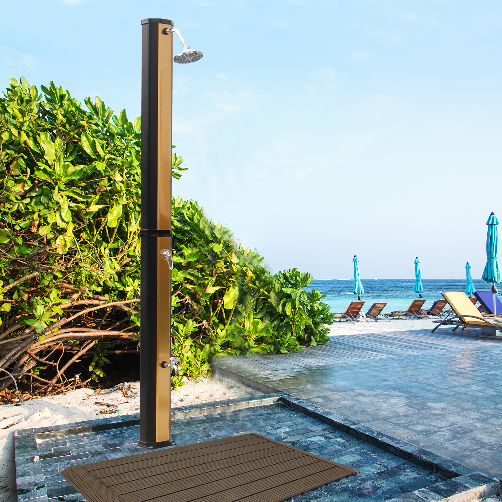 Solardusche mit Bodenplatte 35 40L Solar Gartendusche