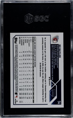 2023 Topps Chrome #54 Bo Naylor RC Sepia Refractor Guardians SGC Graded 10 GM - Picture 2 of 2