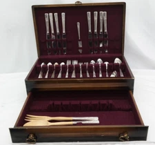 Vintage Prestige Plate Silverware Lot With Storage Chest Mixed Lot of 56 Pieces