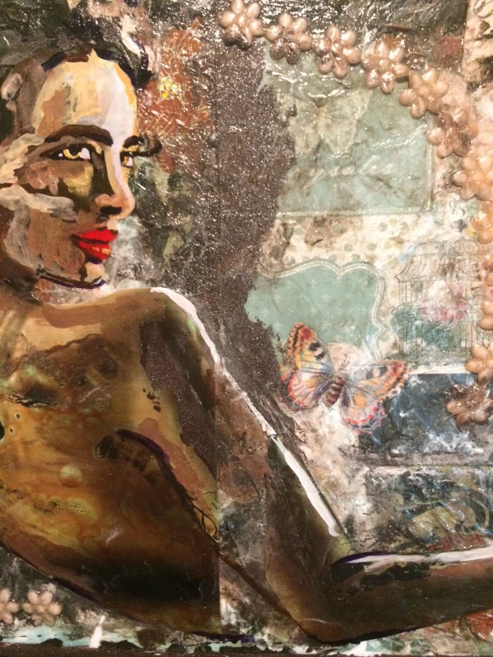 Pintura Original Baño Por Primavera 12x24 Lienzo Romántico Baño Baño Decoración Foto 2 de 4